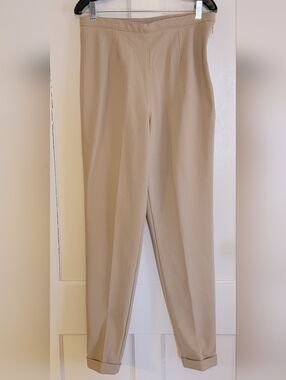 Y2k Talbots Tan Ribbed High Waist Cropped Riding Pants Size 10